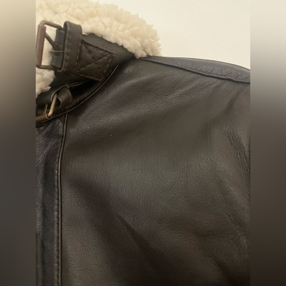Leather Shearling Biker Jacket - image 6
